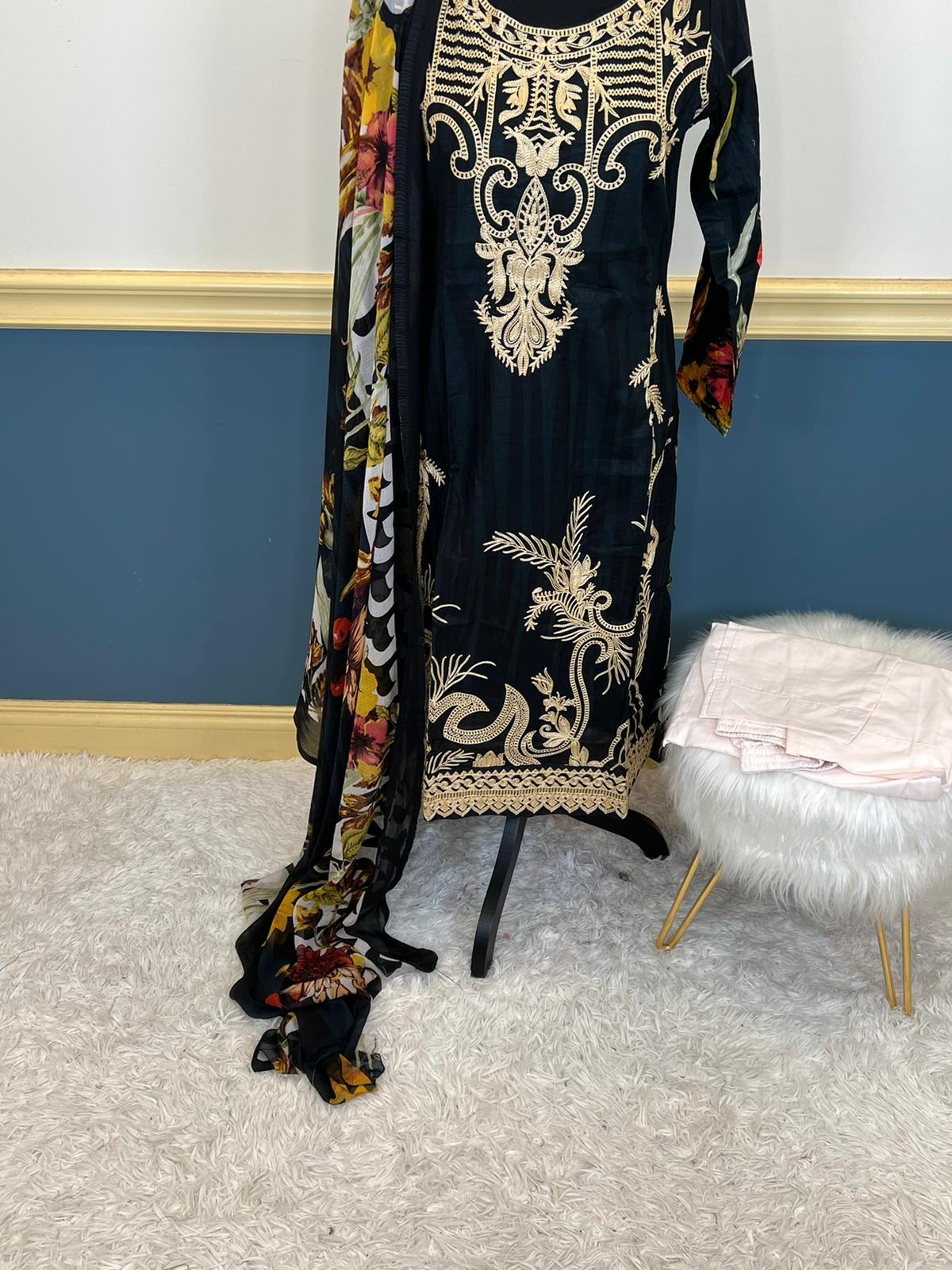 Indian Cotton Stitched Embroidery Suit Ready To Ship