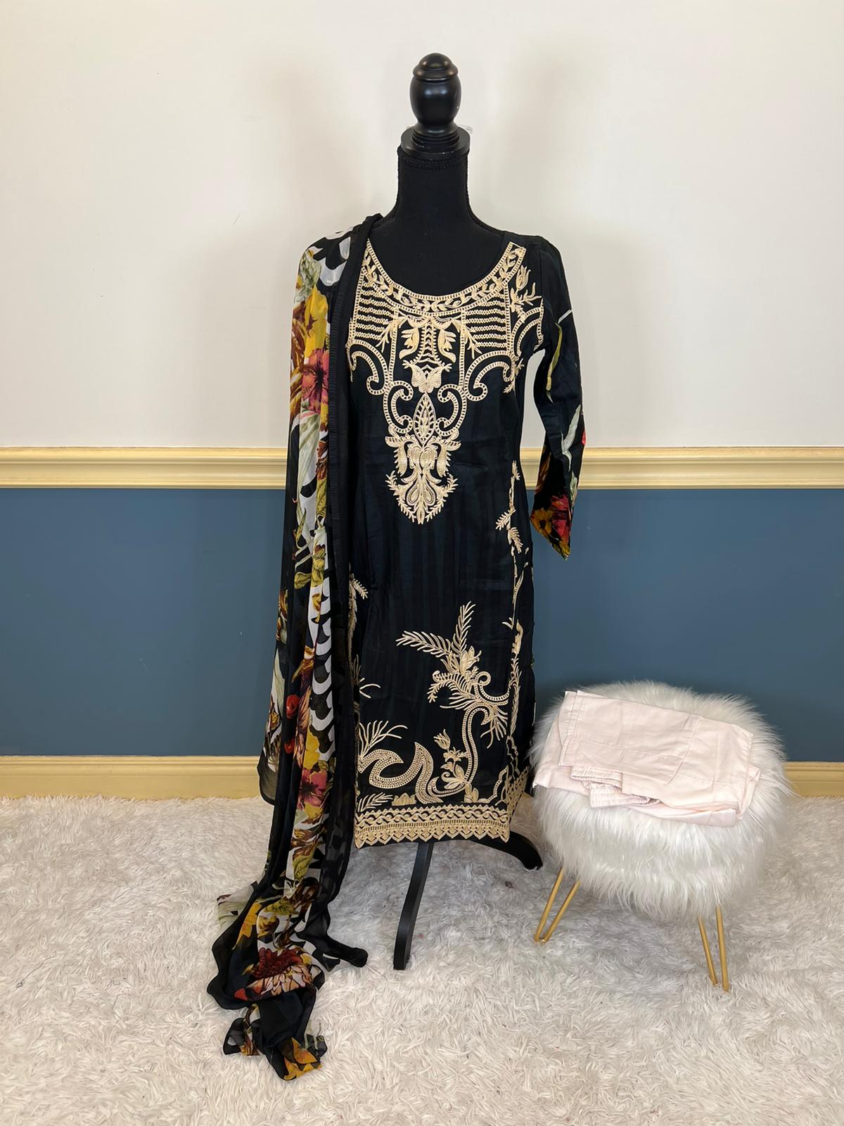 Indian Cotton Stitched Embroidery Suit Ready To Ship