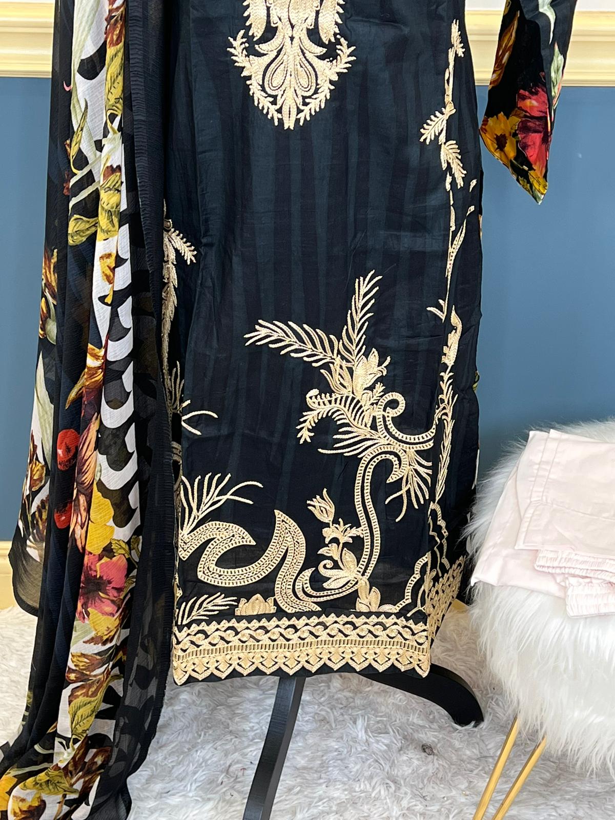 Indian Cotton Stitched Embroidery Suit Ready To Ship