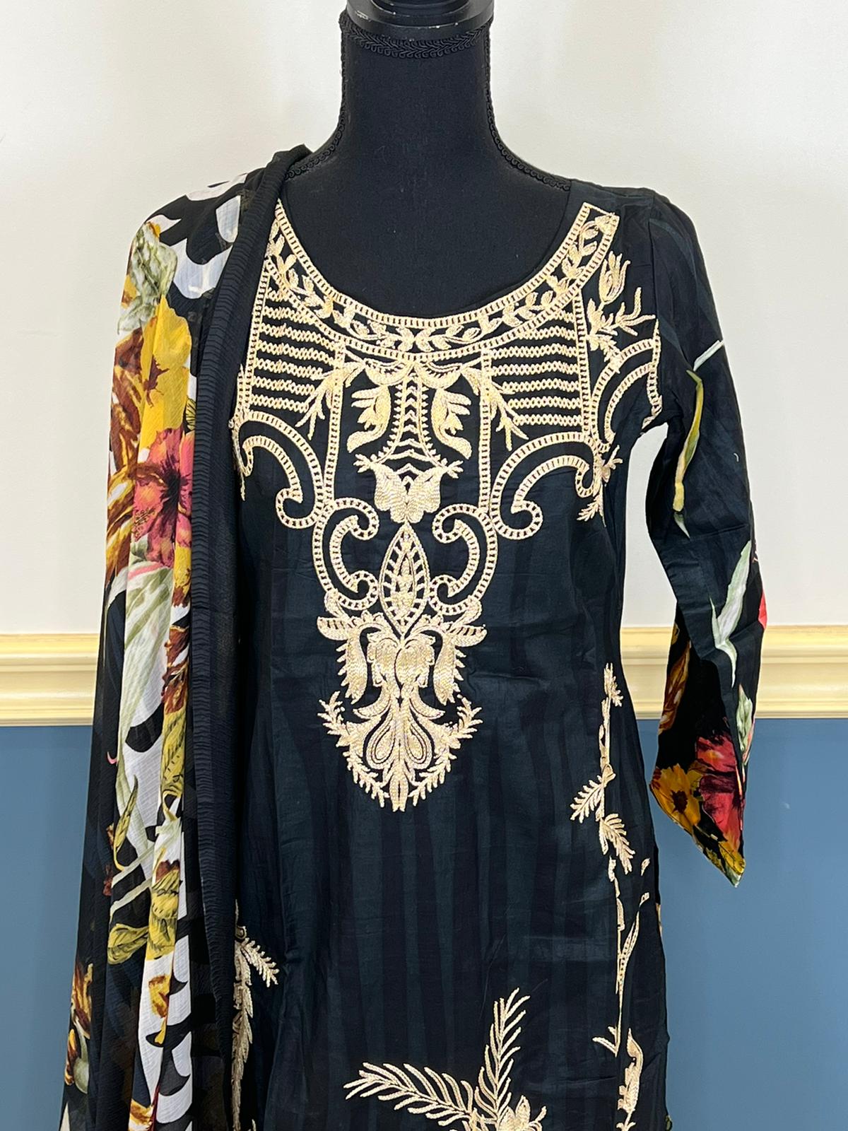 Indian Cotton Stitched Embroidery Suit Ready To Ship