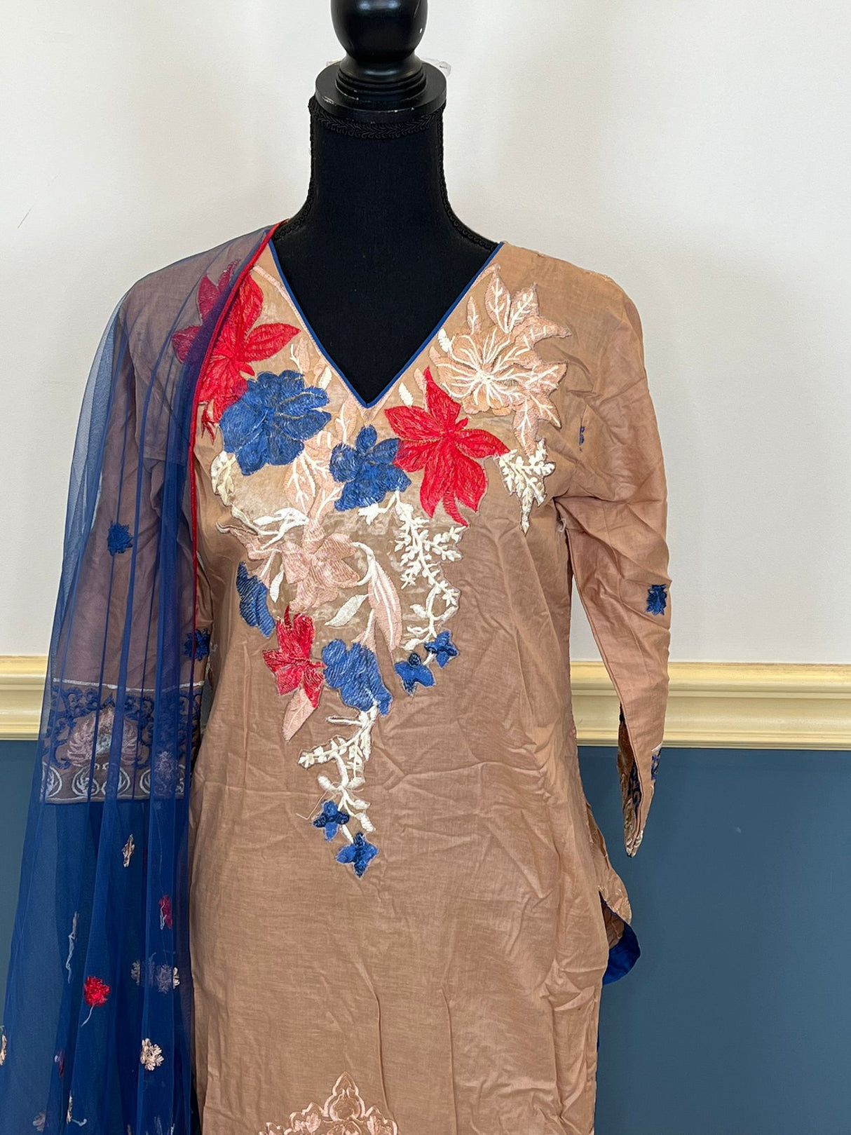 Indian Cotton Stitched Embroidery Suit Ready To Ship