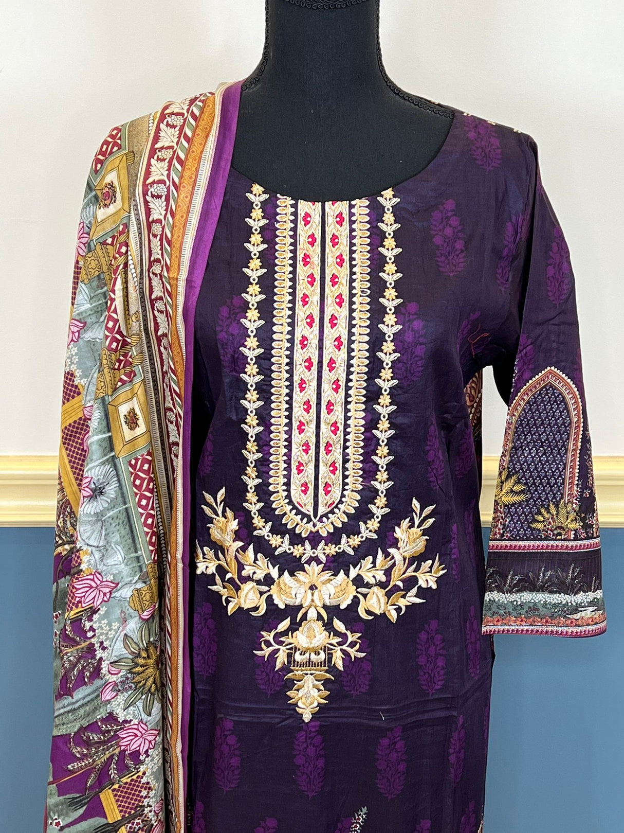 Indian Cotton Stitched Embroidery Suit Ready To Ship