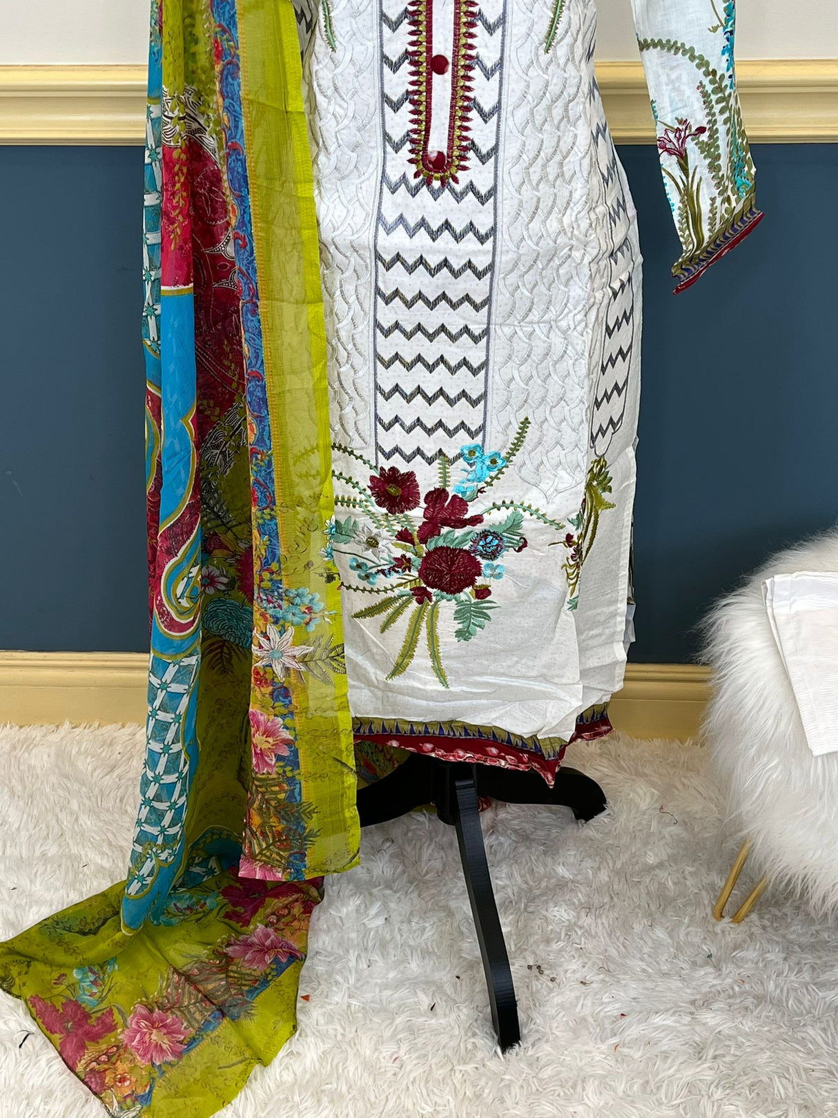 Indian Cotton Stitched Embroidery Suit Ready To Ship