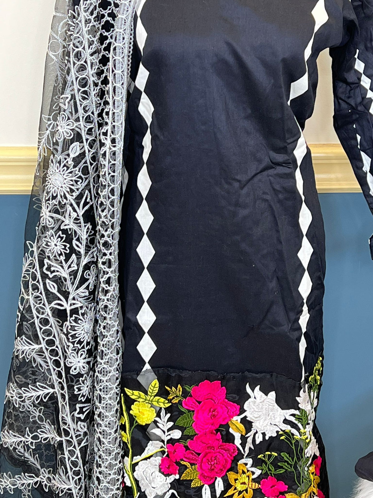 Indian Cotton Stitched Embroidery Suit Ready To Ship