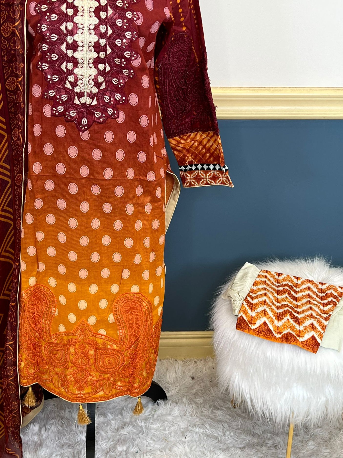 Pakistani Stitched Embroidered lawn Salwar kameez ready to ship