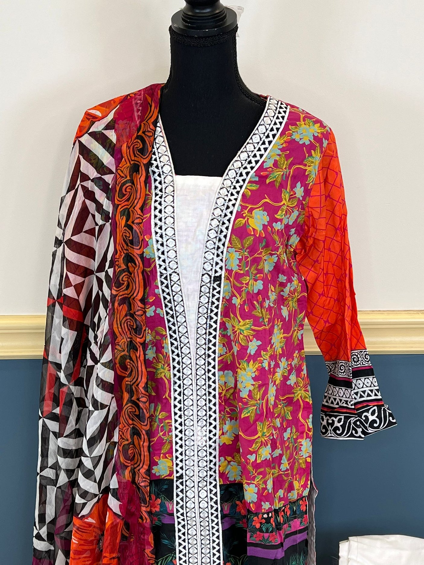 Pakistani lawn stitched Embroidered Suit Ready To Ship