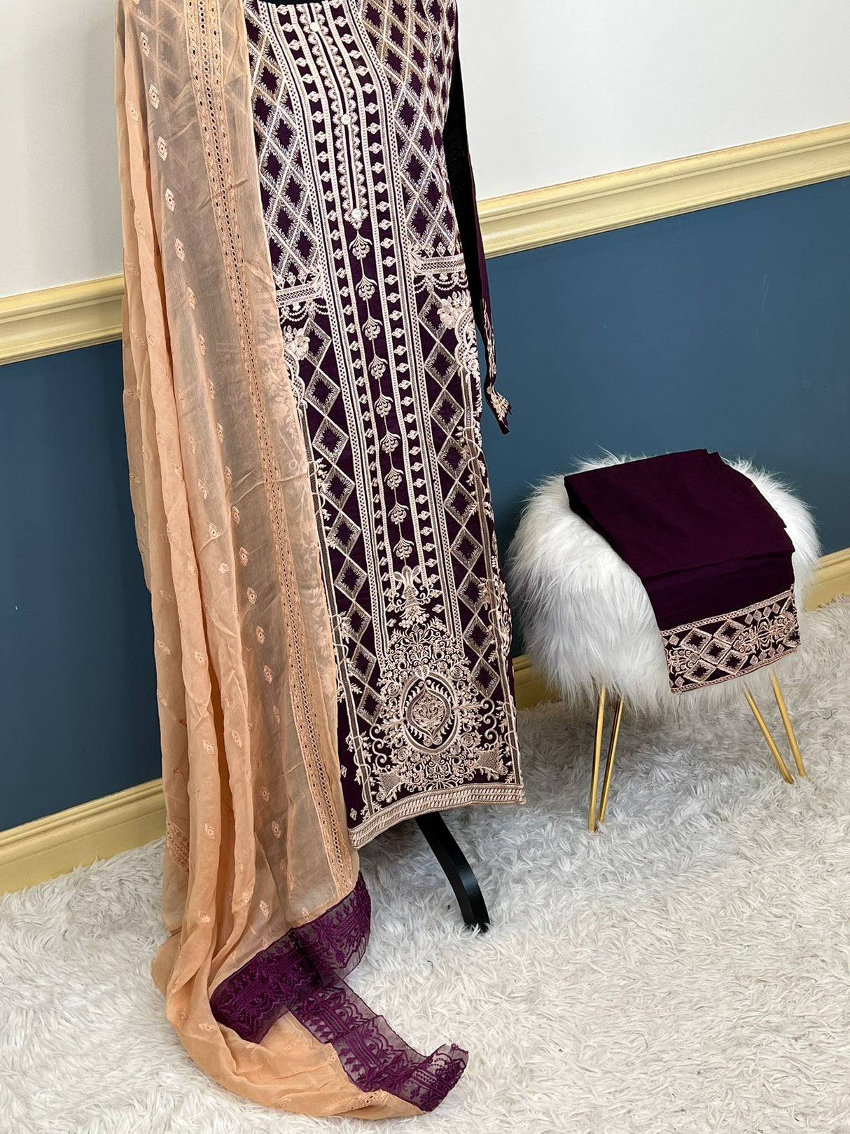 Pakistani Stitched Embroidered lawn Salwar kameez ready to ship