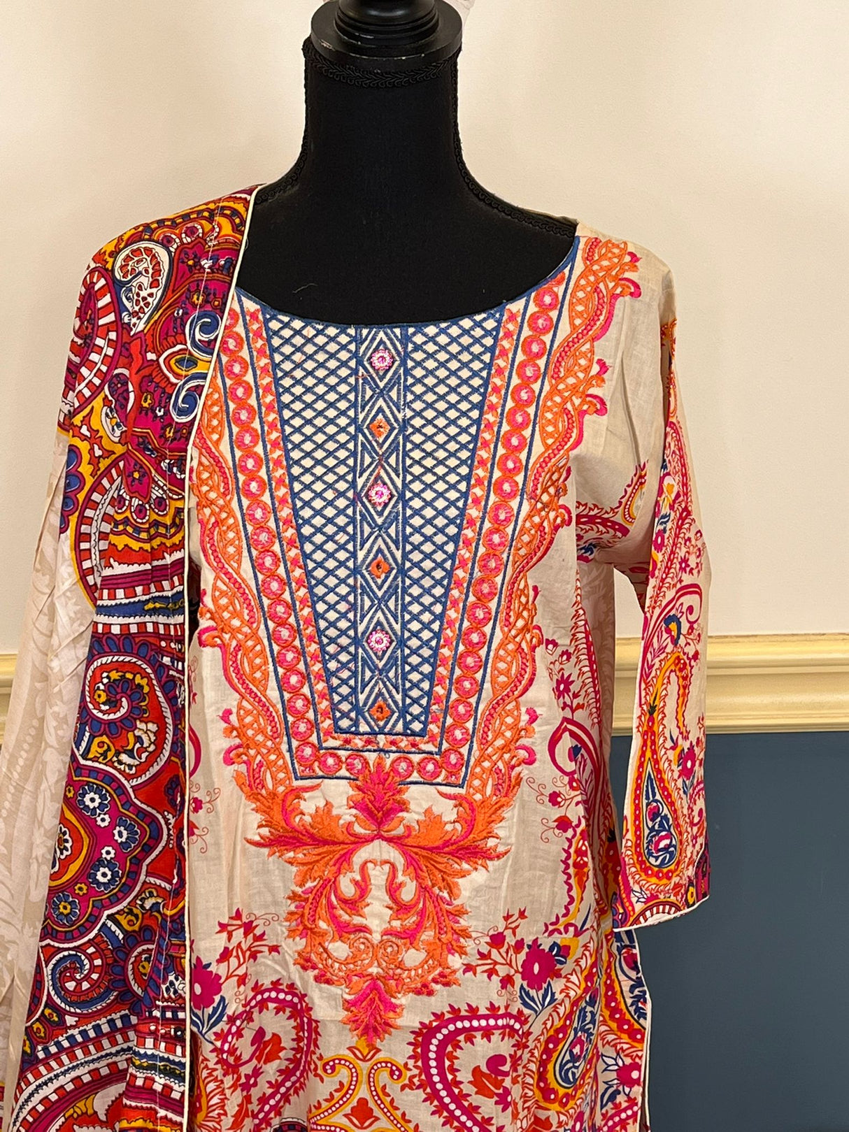 Indian Cotton Stitched Embroidery Suit Ready To Ship