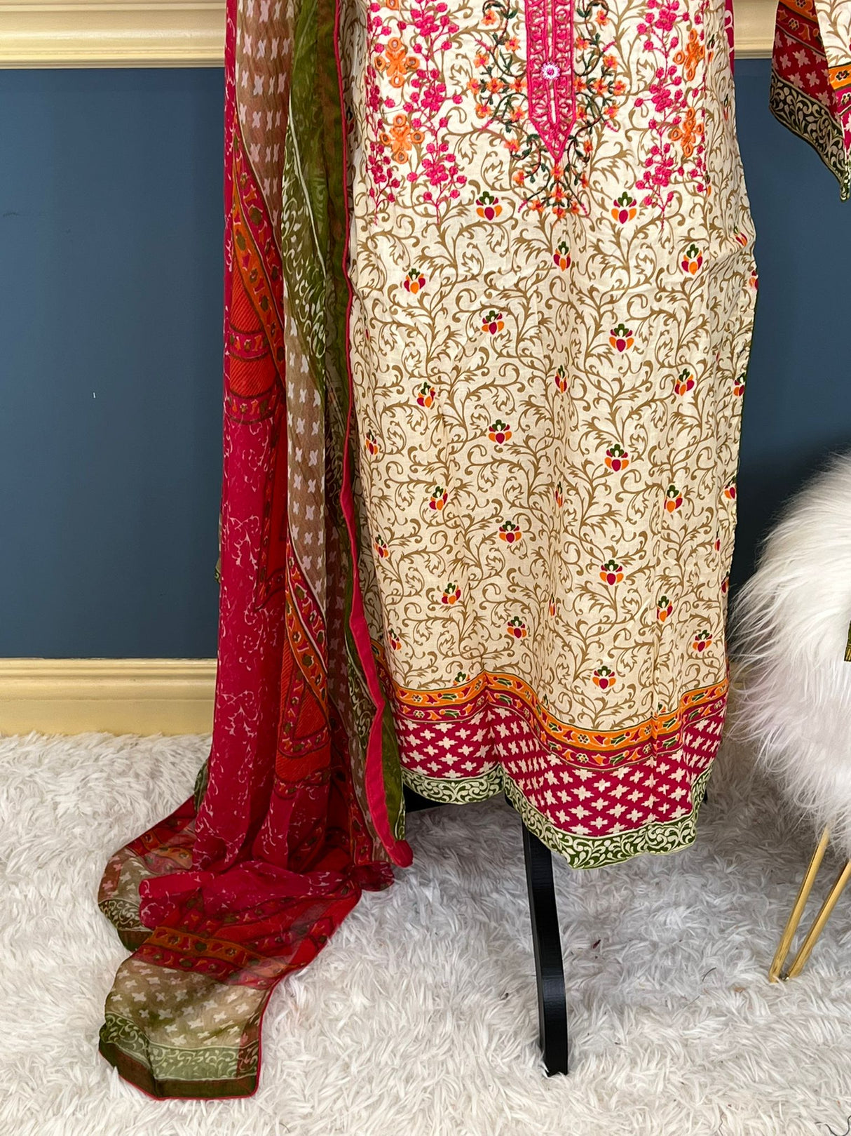 Indian Cotton Stitched Embroidery Suit Ready To Ship