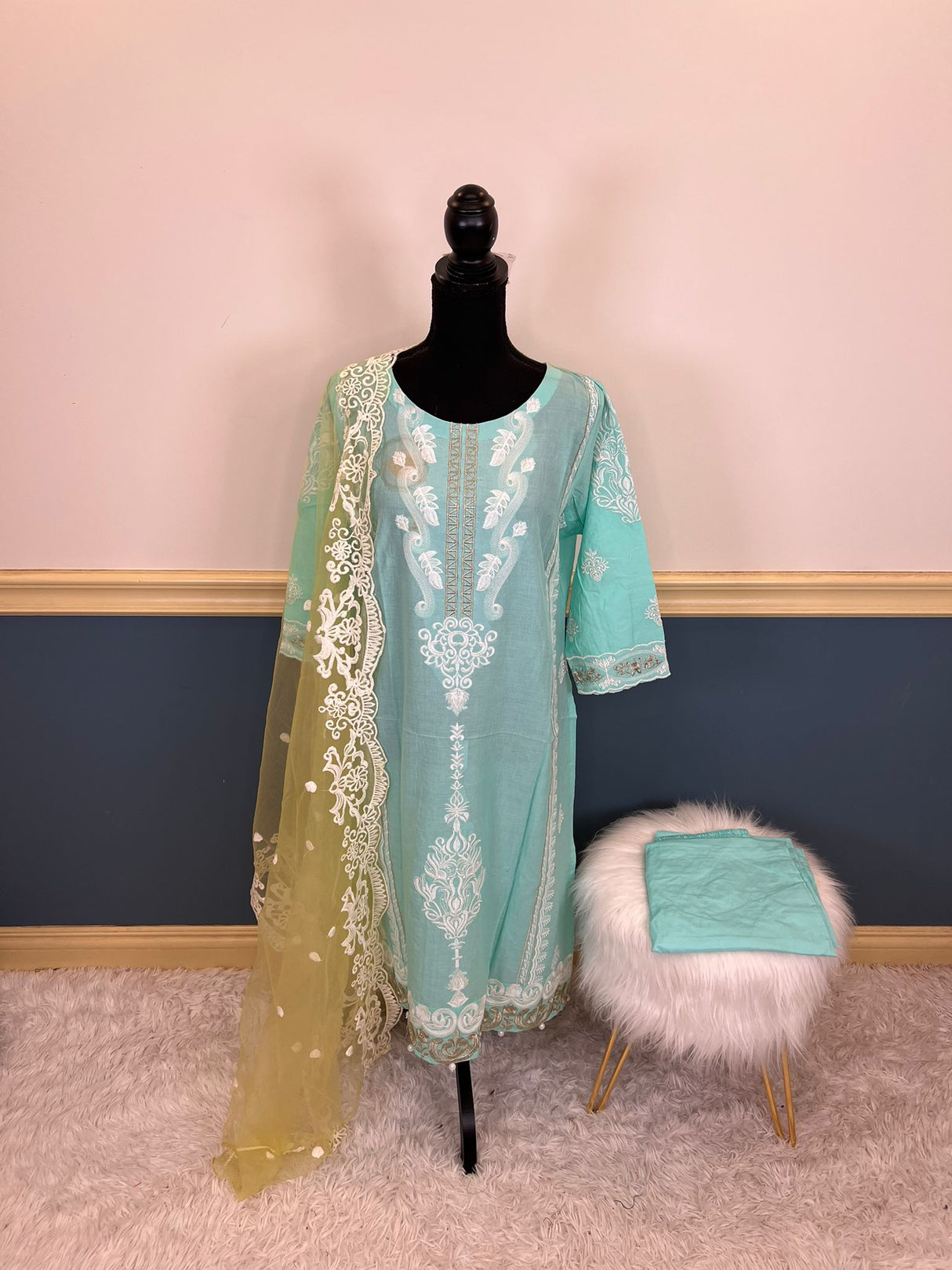 Indian Cotton Stitched Embroidery Suit Ready To Ship