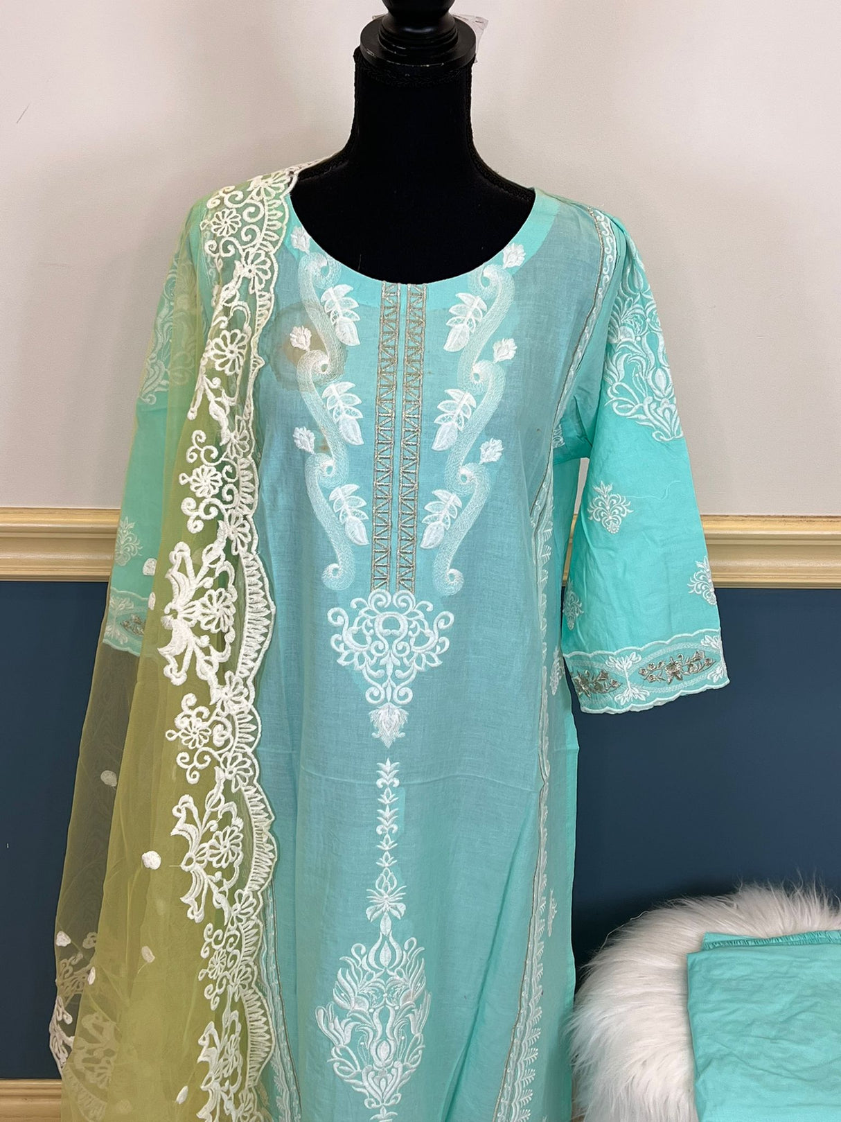 Indian Cotton Stitched Embroidery Suit Ready To Ship