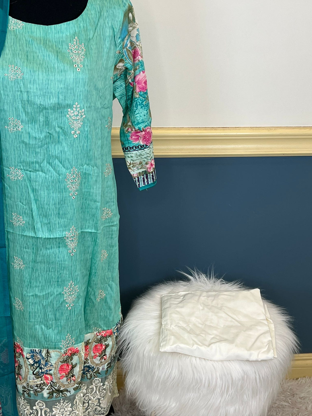 Indian Cotton Stitched Embroidery Suit Ready To Ship