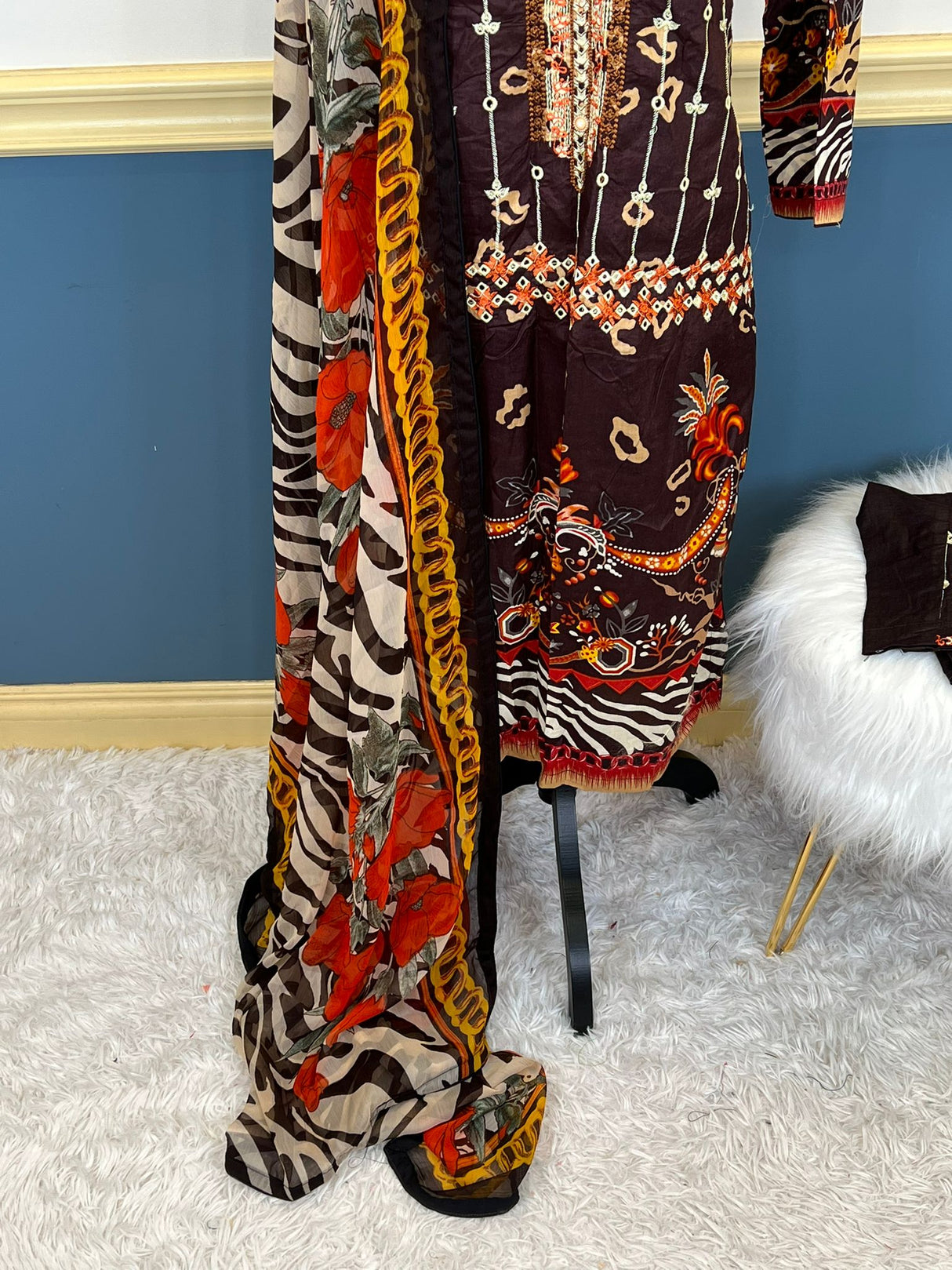 Indian Cotton Stitched Embroidery Suit Ready To Ship