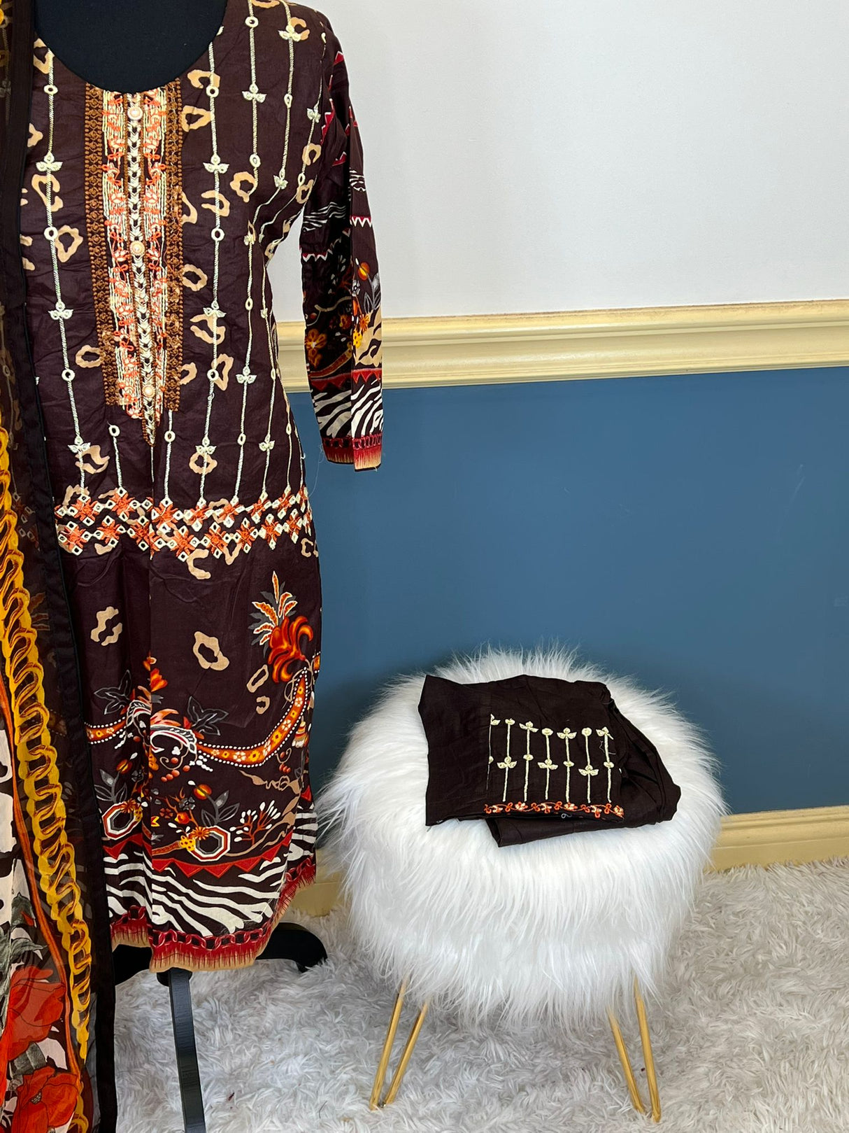 Indian Cotton Stitched Embroidery Suit Ready To Ship