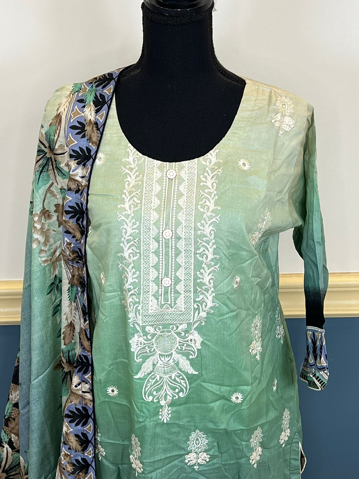 Indian Cotton Stitched Embroidery Suit Ready To Ship