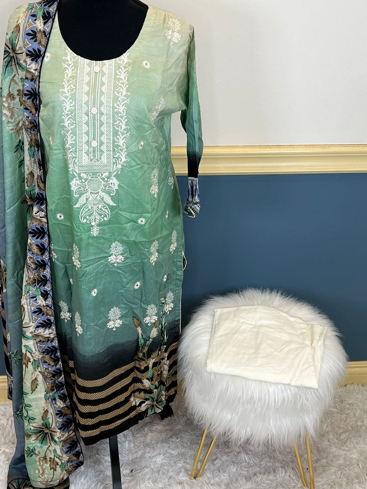 Indian Cotton Stitched Embroidery Suit Ready To Ship