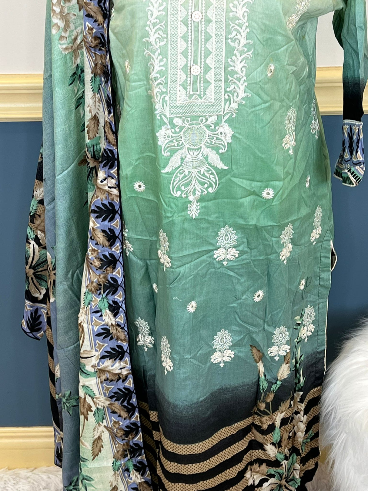 Indian Cotton Stitched Embroidery Suit Ready To Ship