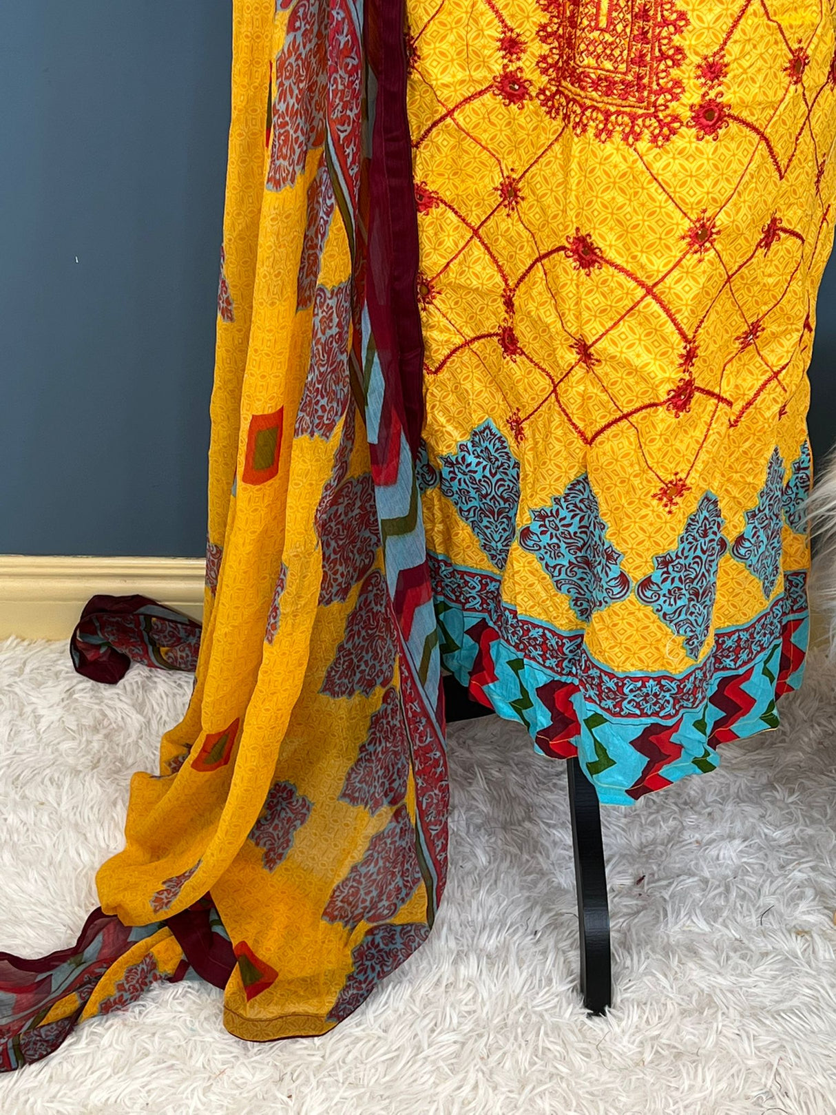 Indian Cotton Stitched Embroidery Suit Ready To Ship