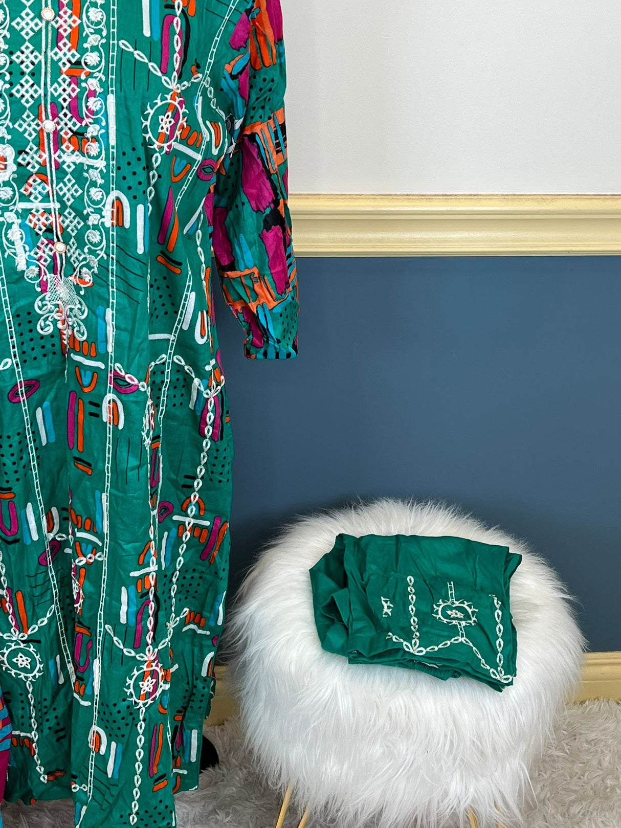 Indian Cotton Stitched Embroidery Suit Ready To Ship