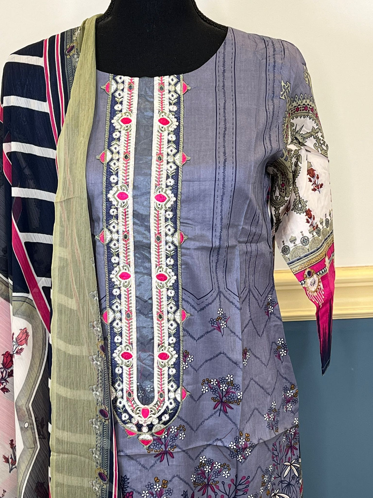 Indian Cotton Stitched Embroidery Suit Ready To Ship