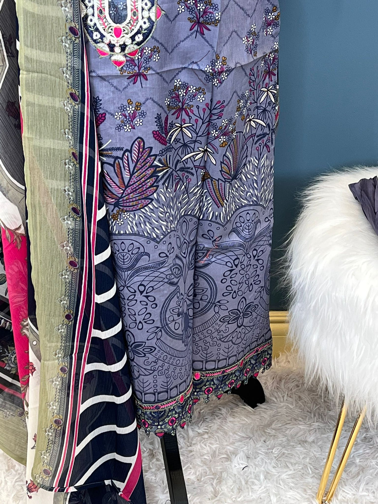 Indian Cotton Stitched Embroidery Suit Ready To Ship