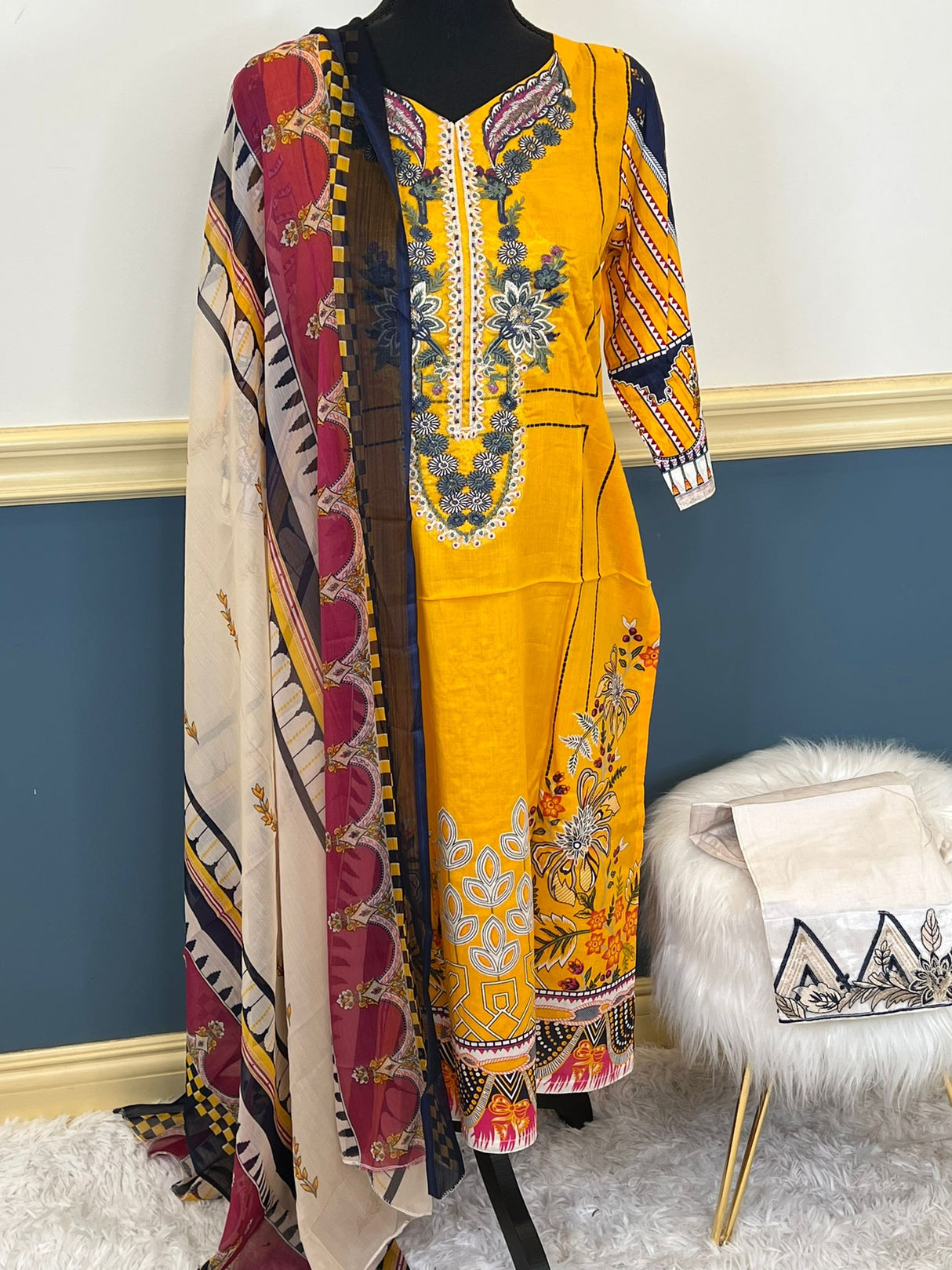 Indian Cotton Stitched Embroidery Suit Ready To Ship