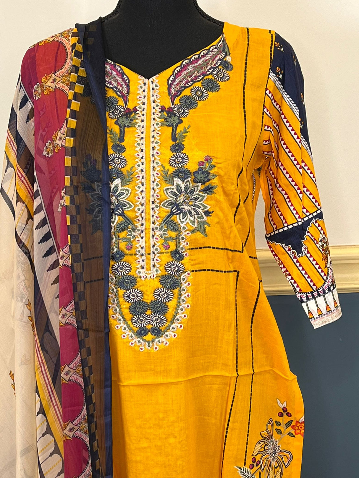 Indian Cotton Stitched Embroidery Suit Ready To Ship