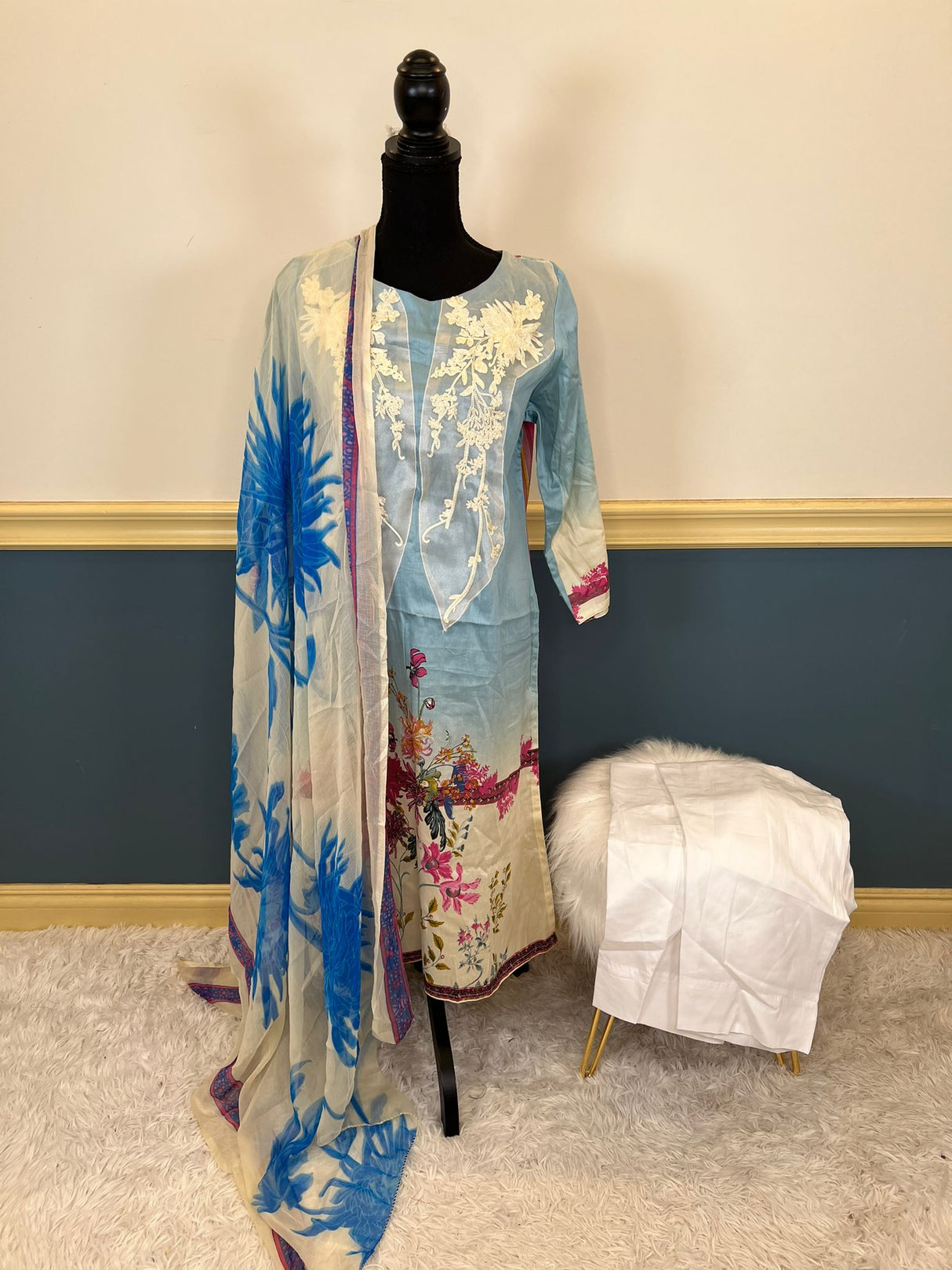 Indian Cotton Stitched Embroidery Suit Ready To Ship