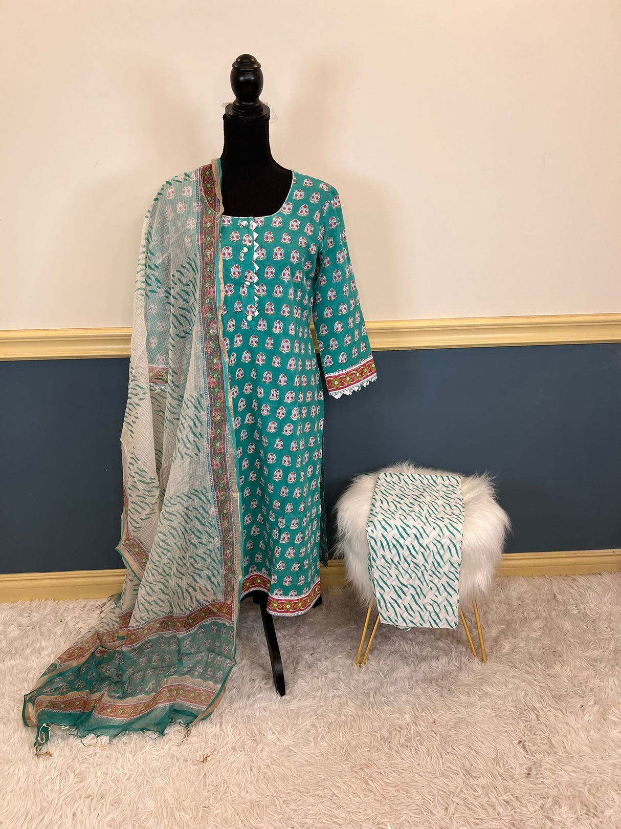 Indian Soft Cotton Stitched Suit Ready To Ship