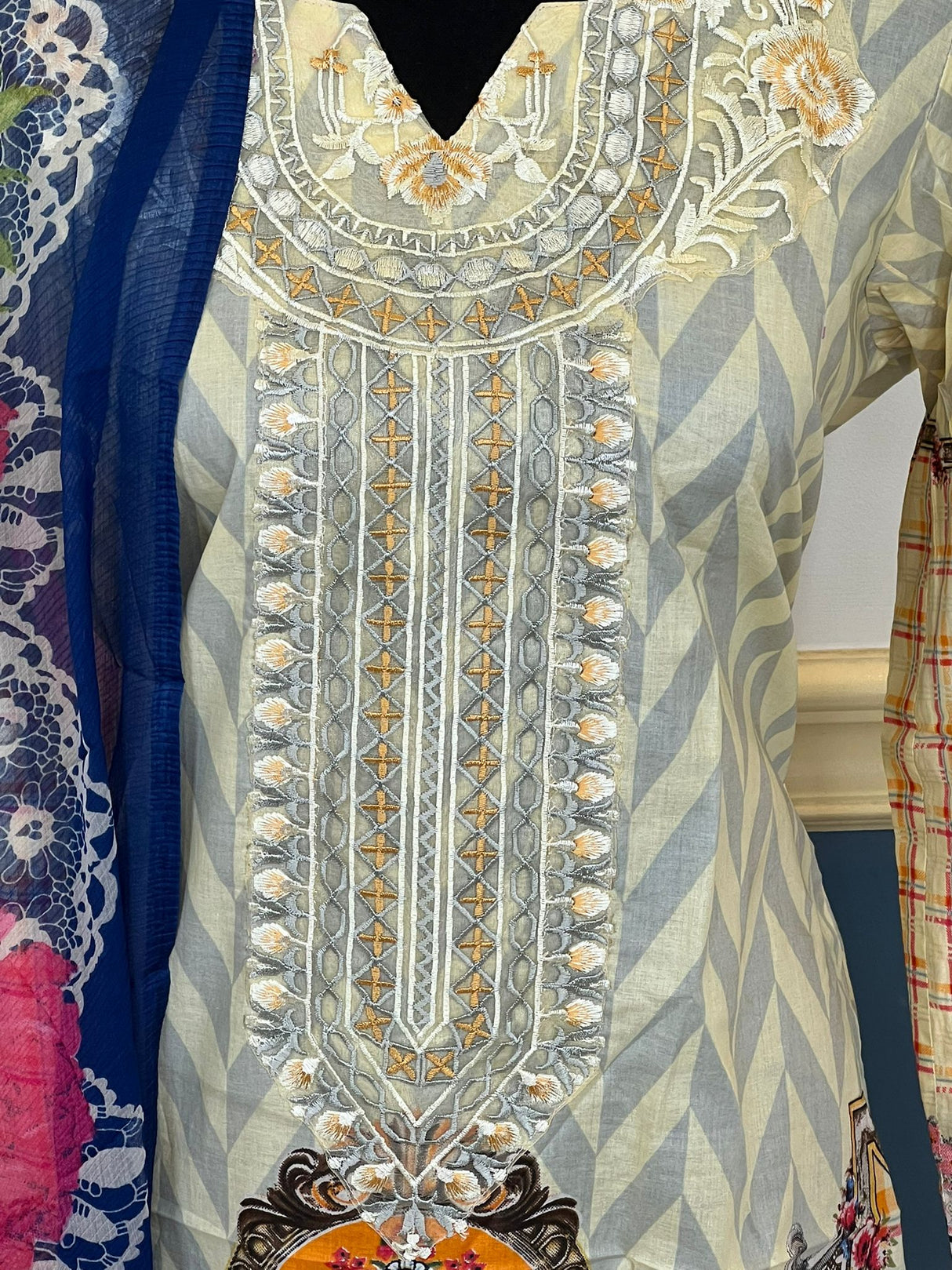 Indian Cotton Stitched Embroidery Suit Ready To Ship