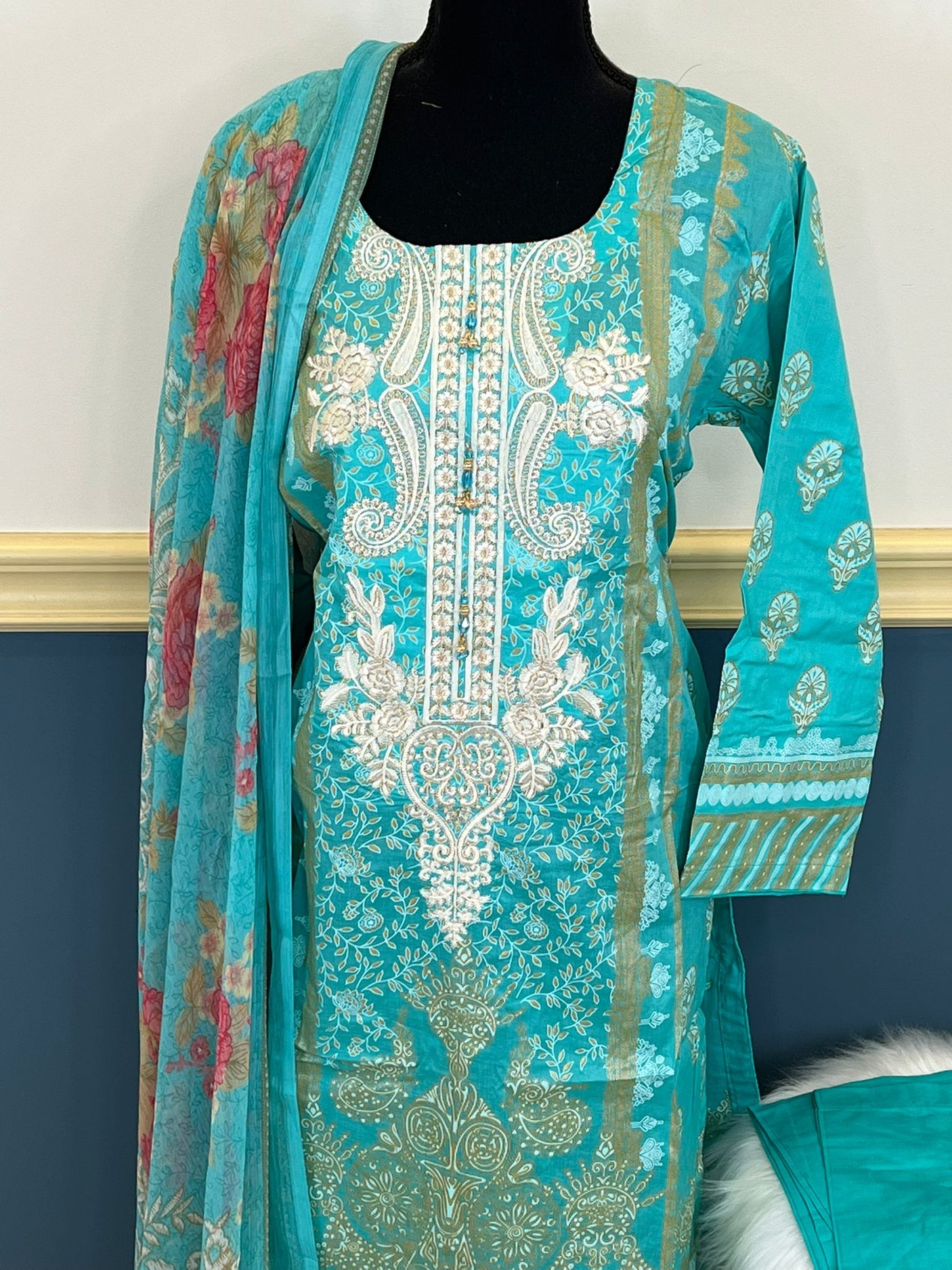 Pakistani Stitched Embroidery Lawn Suit Ready To Ship