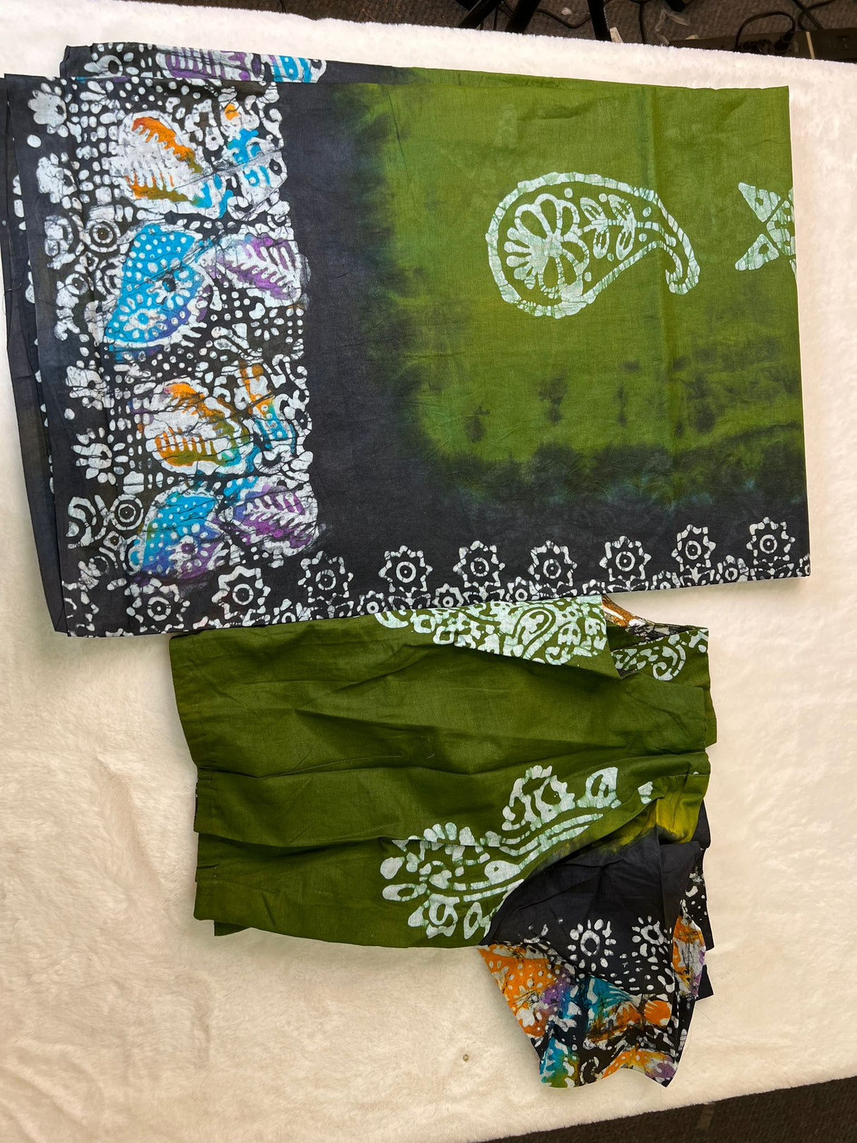 Cotton batik saree with stiched blouse