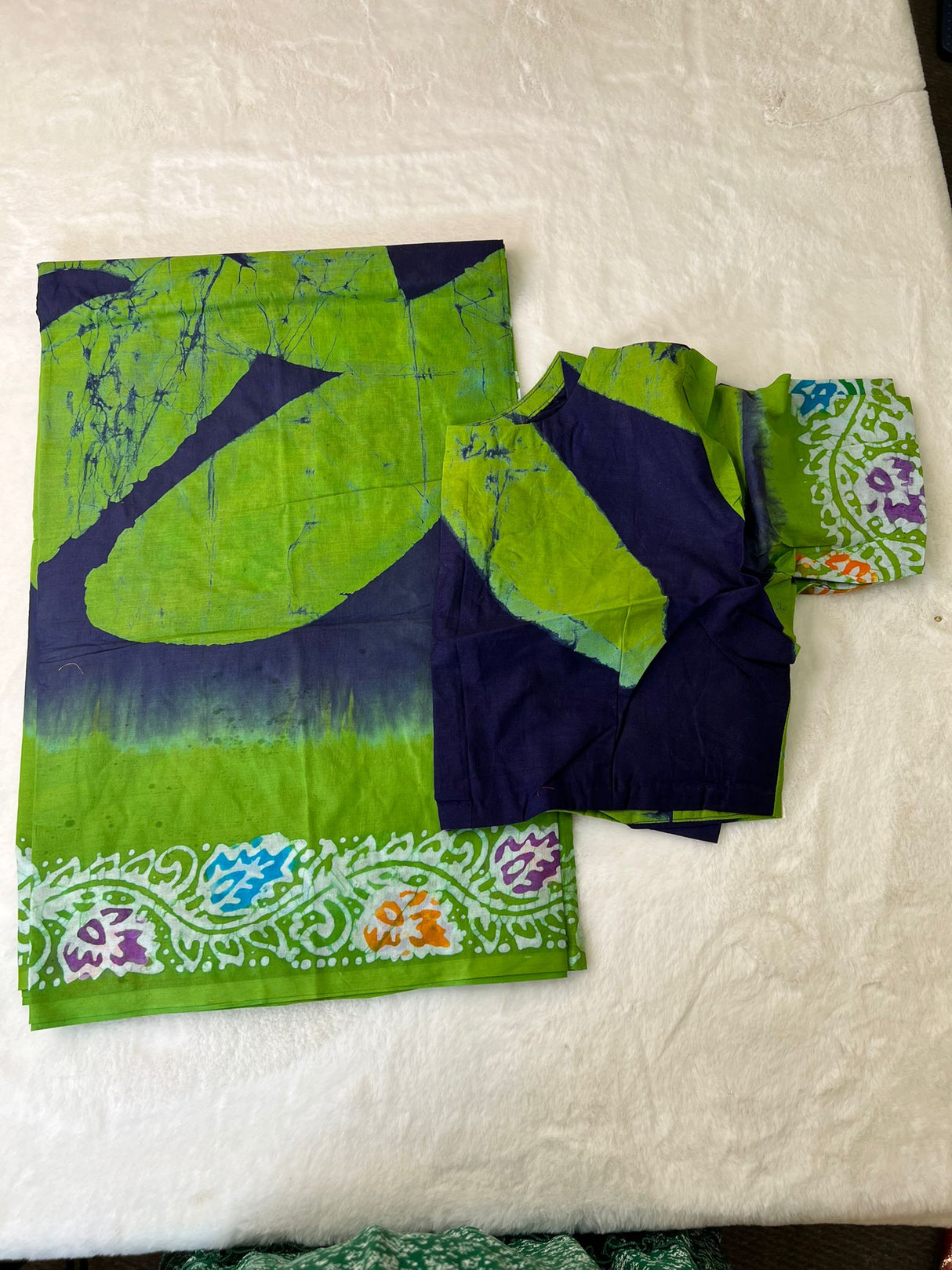 Cotton batik saree with stiched blouse