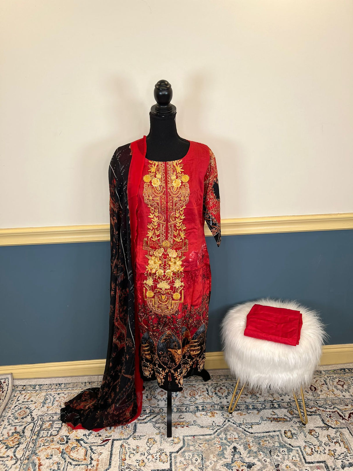 Indian Cotton Stitched Embroidery Suit Ready To Ship