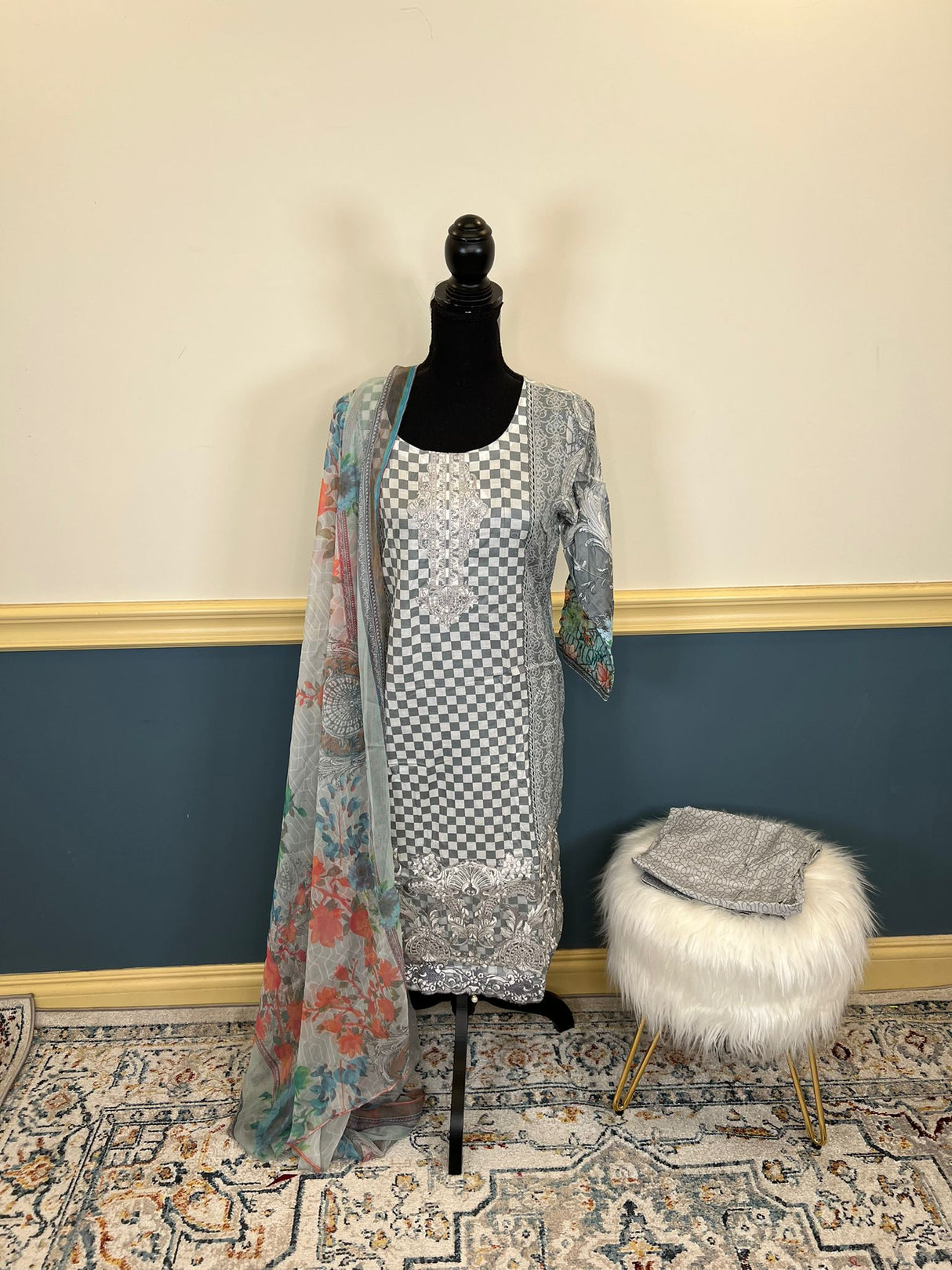 Indian Cotton Stitched Embroidery Suit Ready To Ship