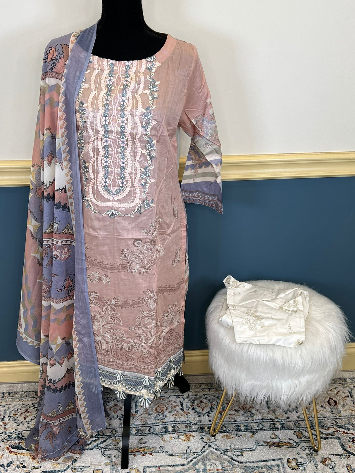 Indian Cotton Stitched Embroidery Suit Ready To Ship