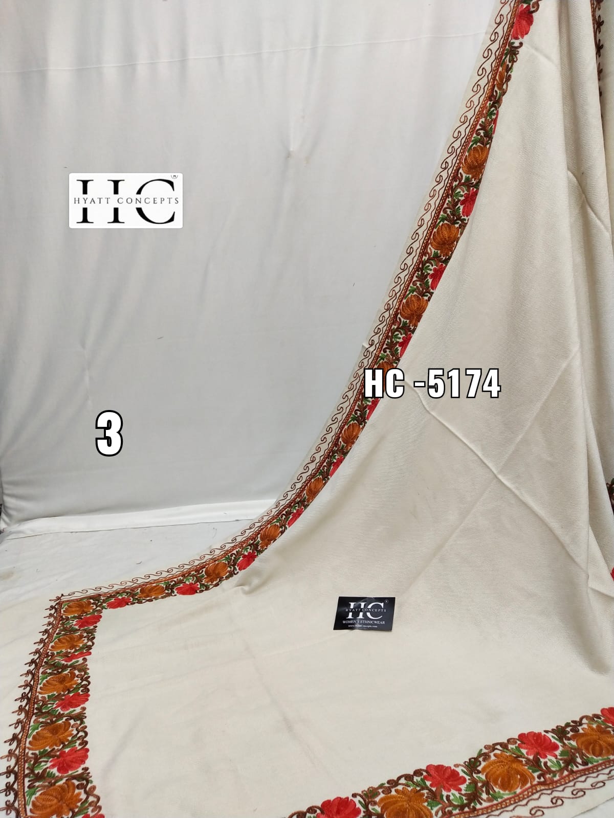 Full Embroidered Pure Pashmina Shawl