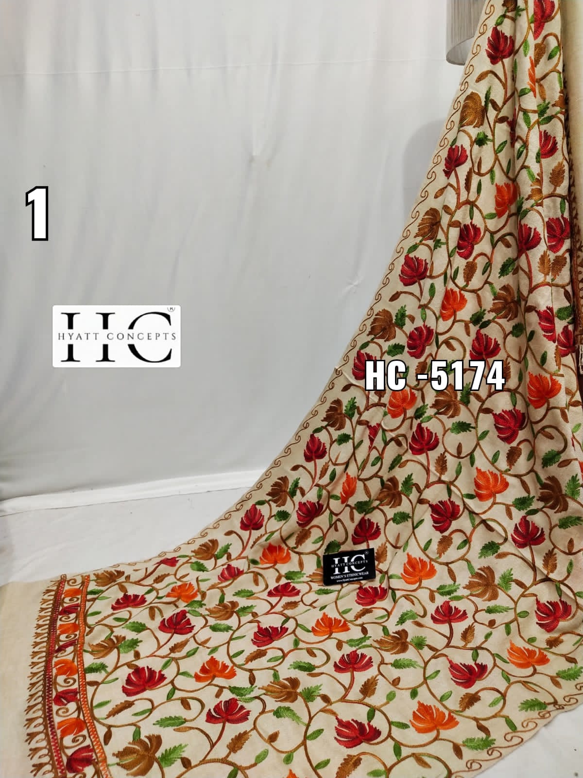 Full Embroidered Pure Pashmina Shawl