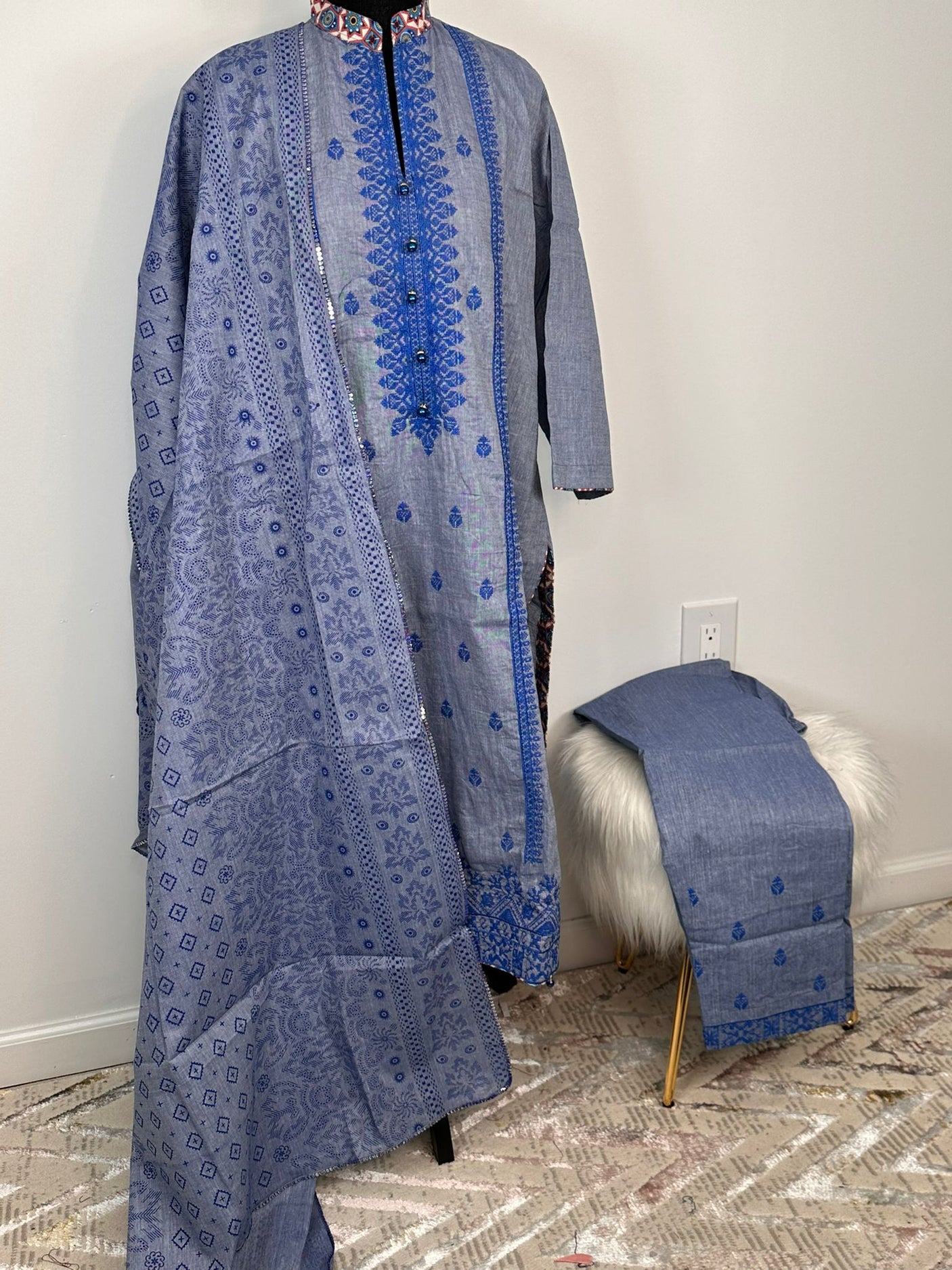 Pakistani Khaddi Cotton Salwar Kameez ready to ship