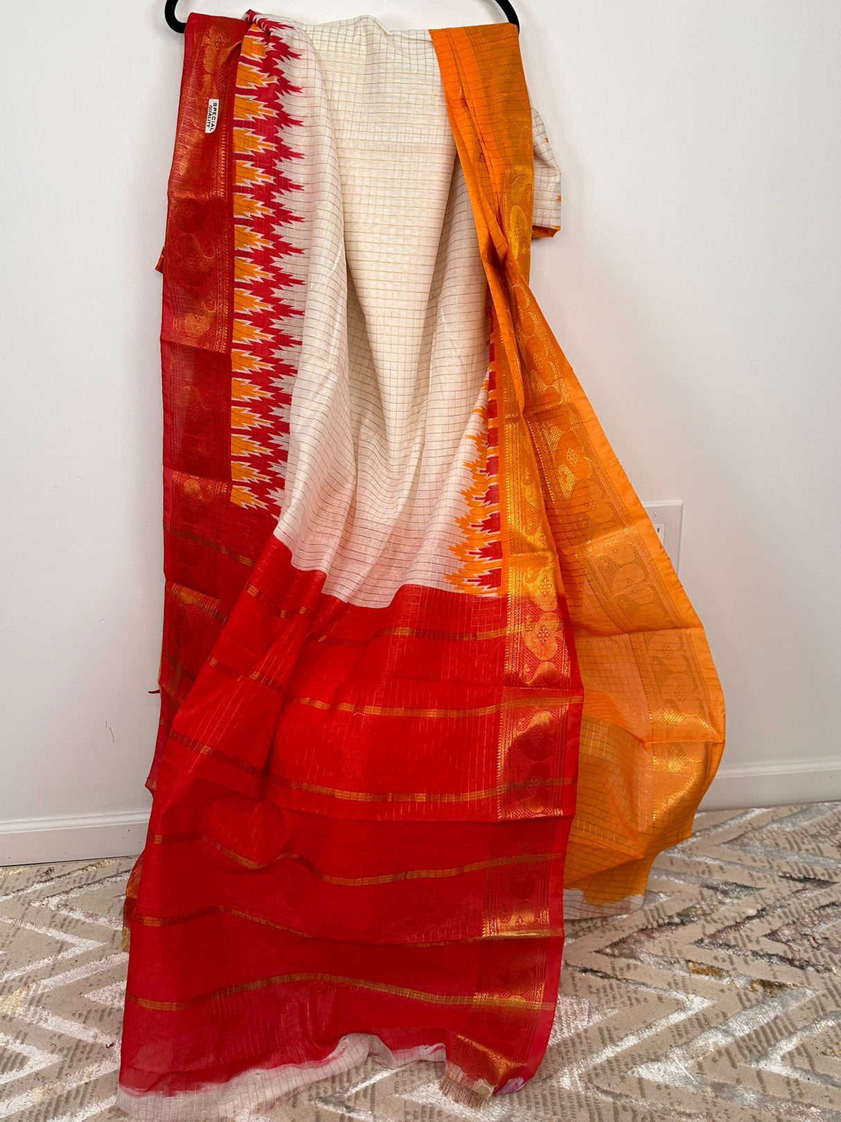 Madurai Cotton Ganga yamuna border With contrast & running blouse pc