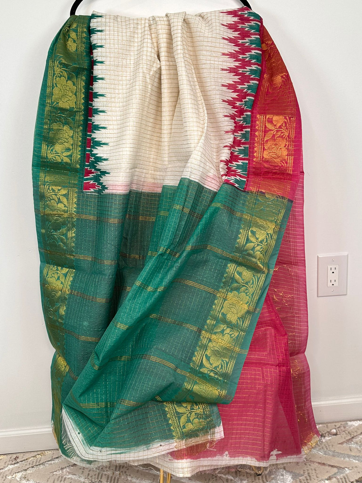 Madurai Cotton Ganga yamuna border With contrast & running blouse pc