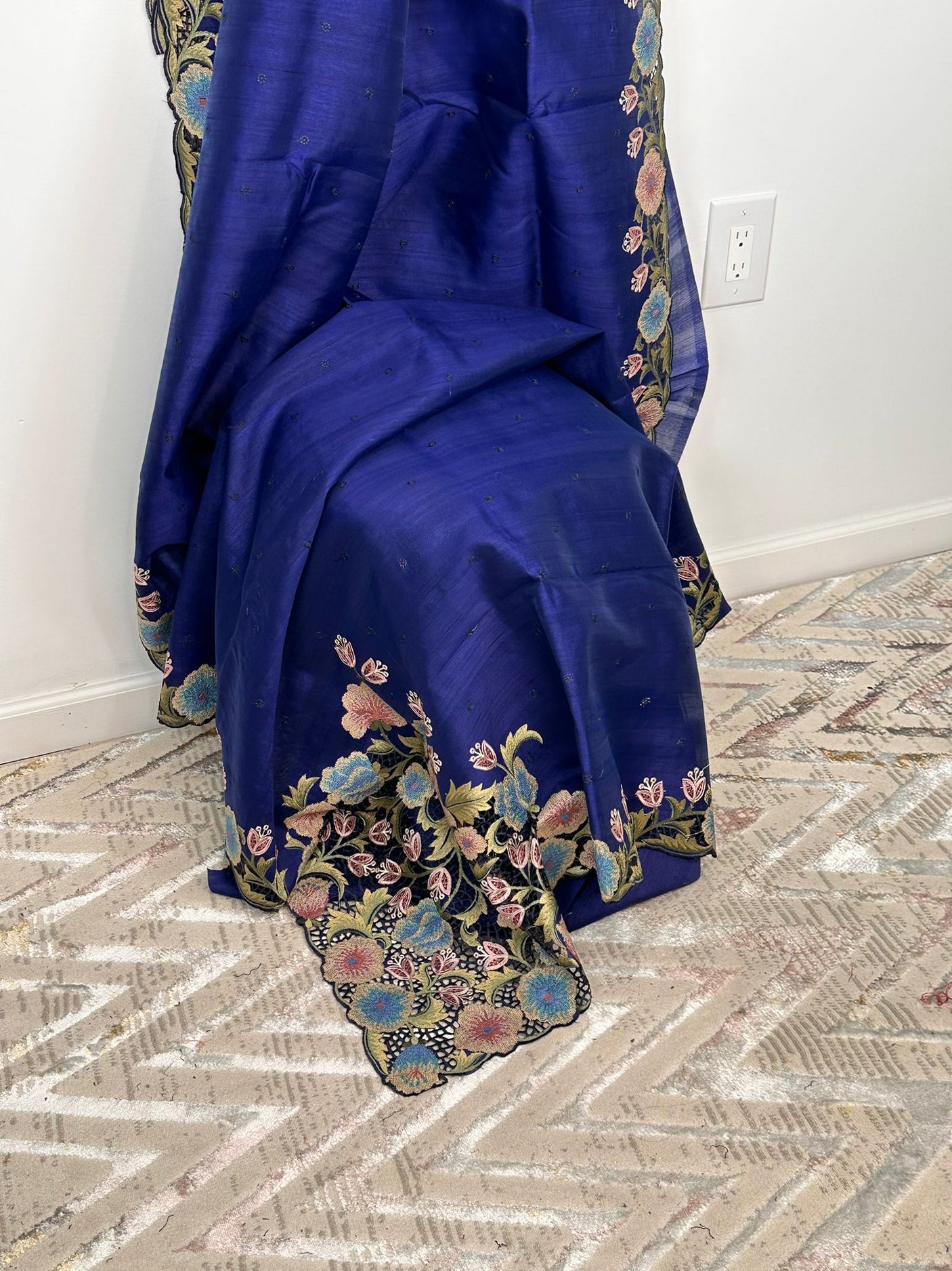 Pure silk cutwork saree with running blouse