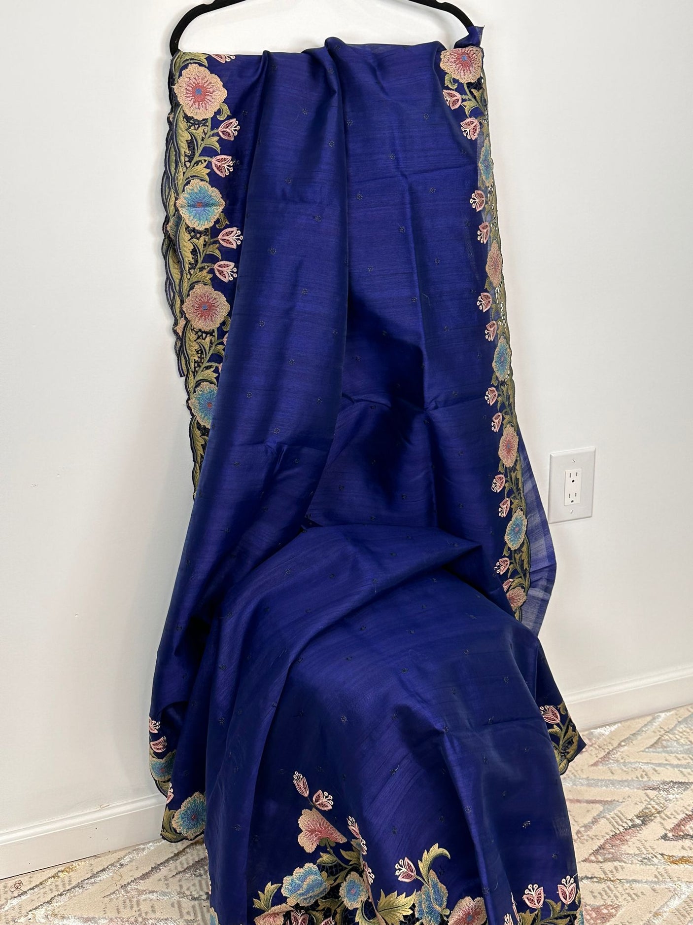 Pure silk cutwork saree with running blouse