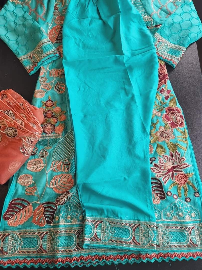 Pakistani Stitched Embroidery Party Wear Dresses Ready To Ship