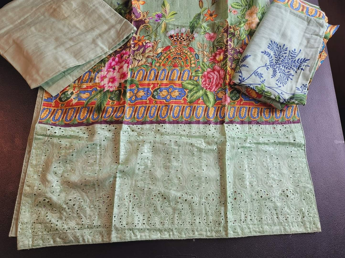 Pakistani Linen Chickenkari Embroidered Salwar kameez Ready To Ship