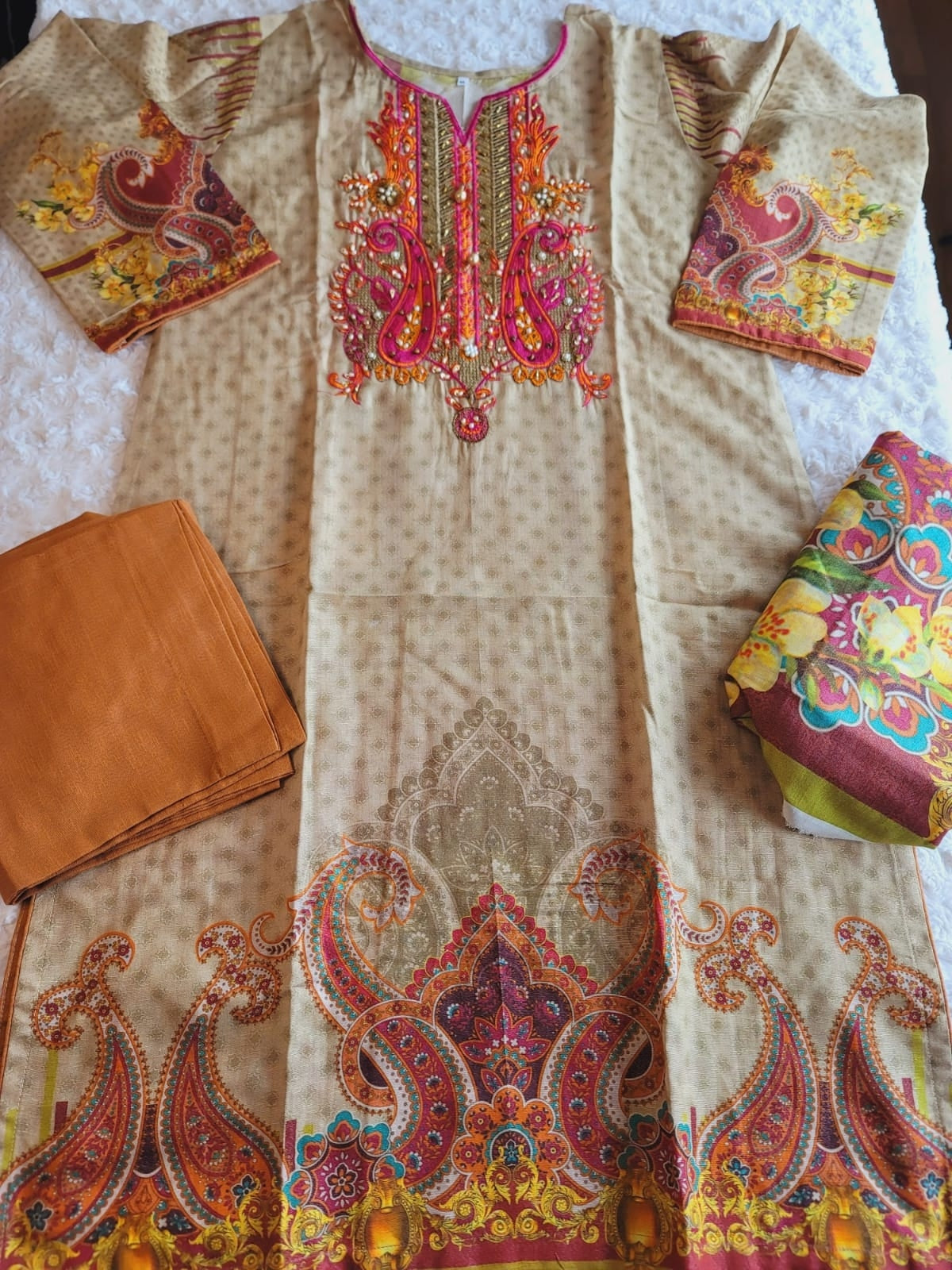 Pakistani Linen Embroidered Salwar kameez Ready To Ship