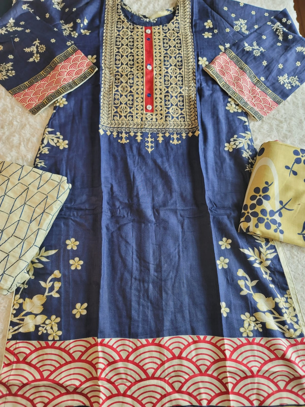 Pakistani linen Embroidered Salwar kameez Ready To Ship