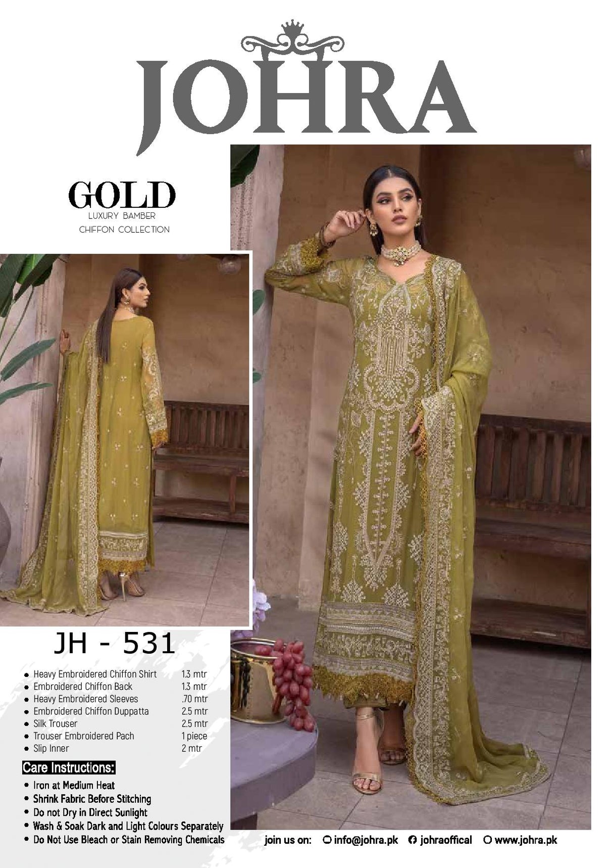 Johra Gold Luxury Chiffon Collection 100% Original