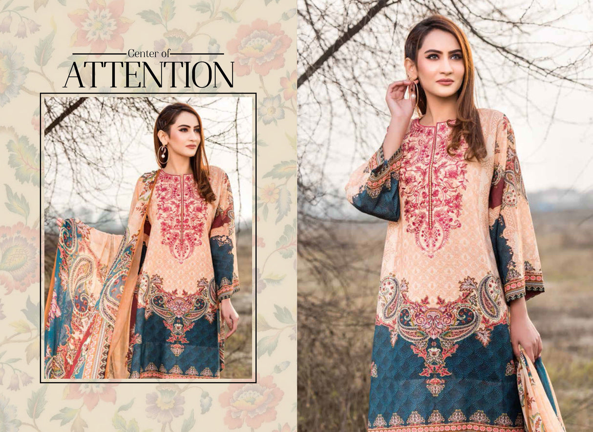 Johra Impression Embroidered Digital Printed Lawn-100% Original Guaranteed