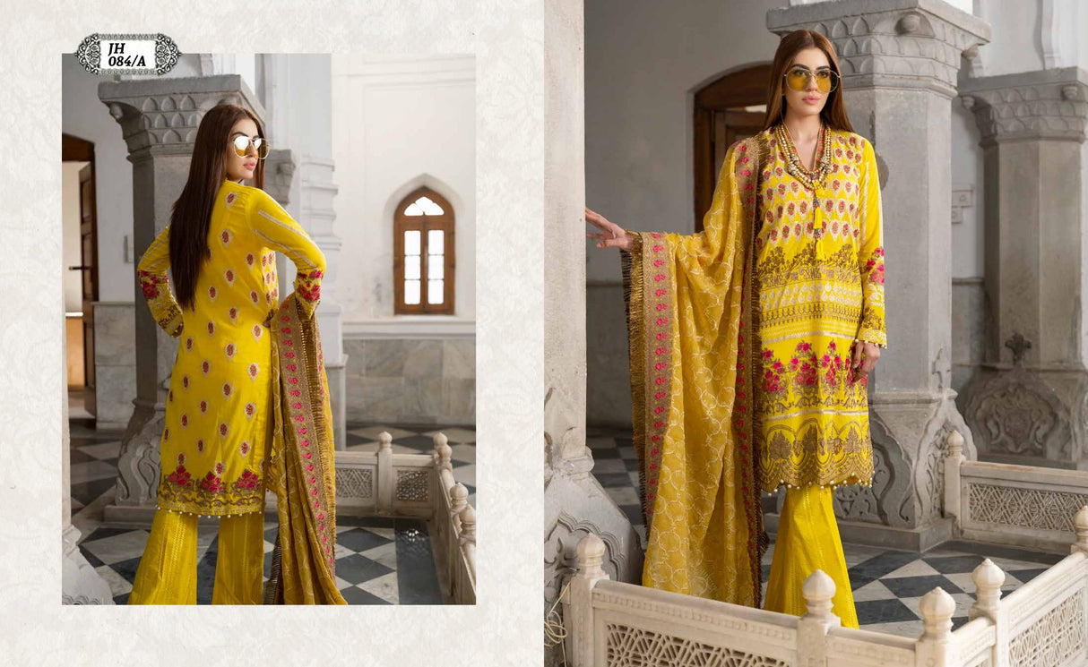 Johra Gold Embroidered Swiss Voil -100% Original Guaranteed